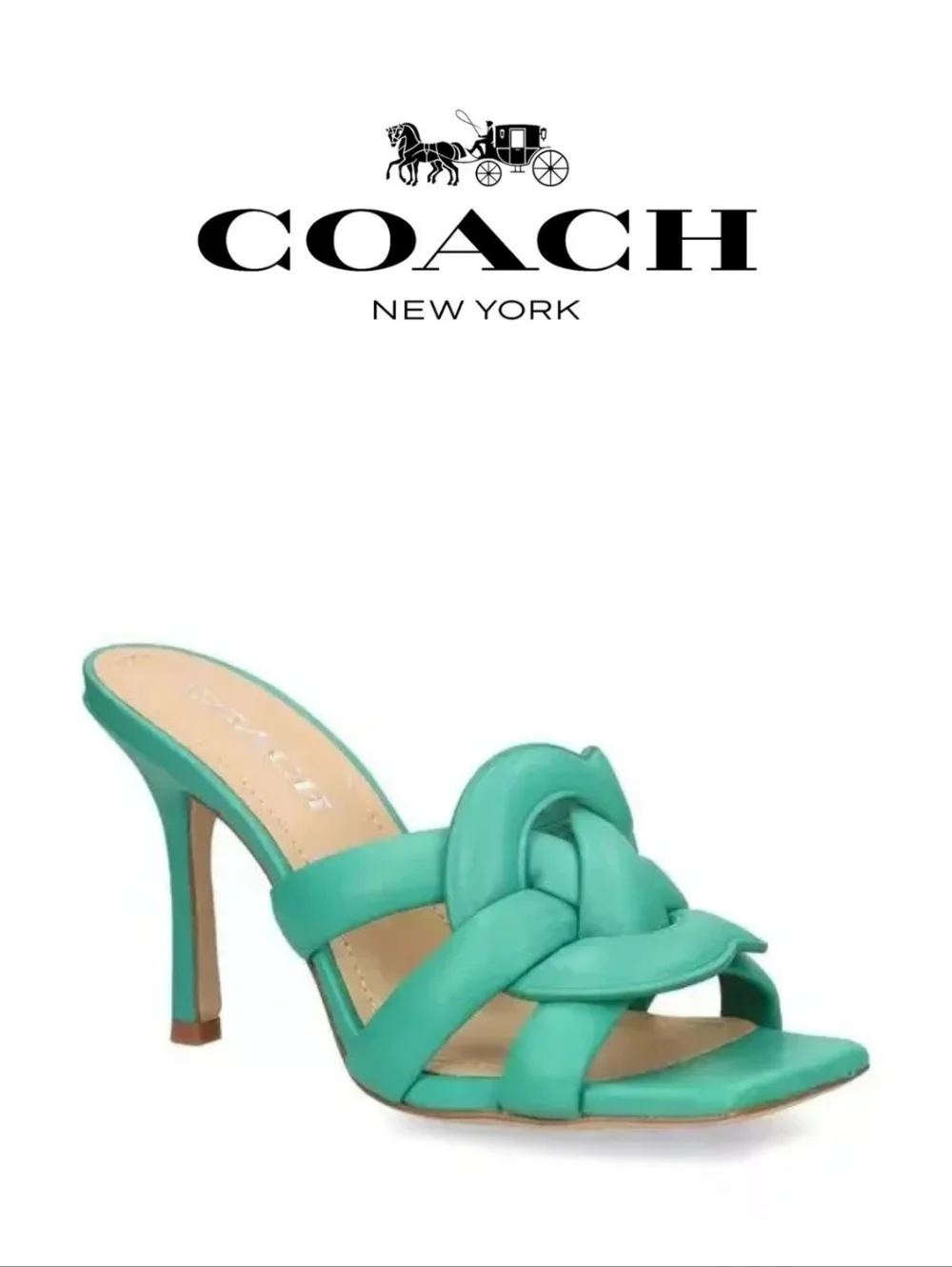 Coach Kellie Leather Sandal Bright Green 6.5 B (M)